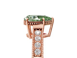 Rose gold Fancy Green Pear Cut Cut Diamond Milgrain Pave Band Four-Prong Setting Ring_8