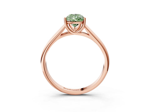 Rose gold Fancy Green Pear Cut Cut Diamond Solitaire Engagement Ring with Tapered Plain Band and Four-Prong Setting_3