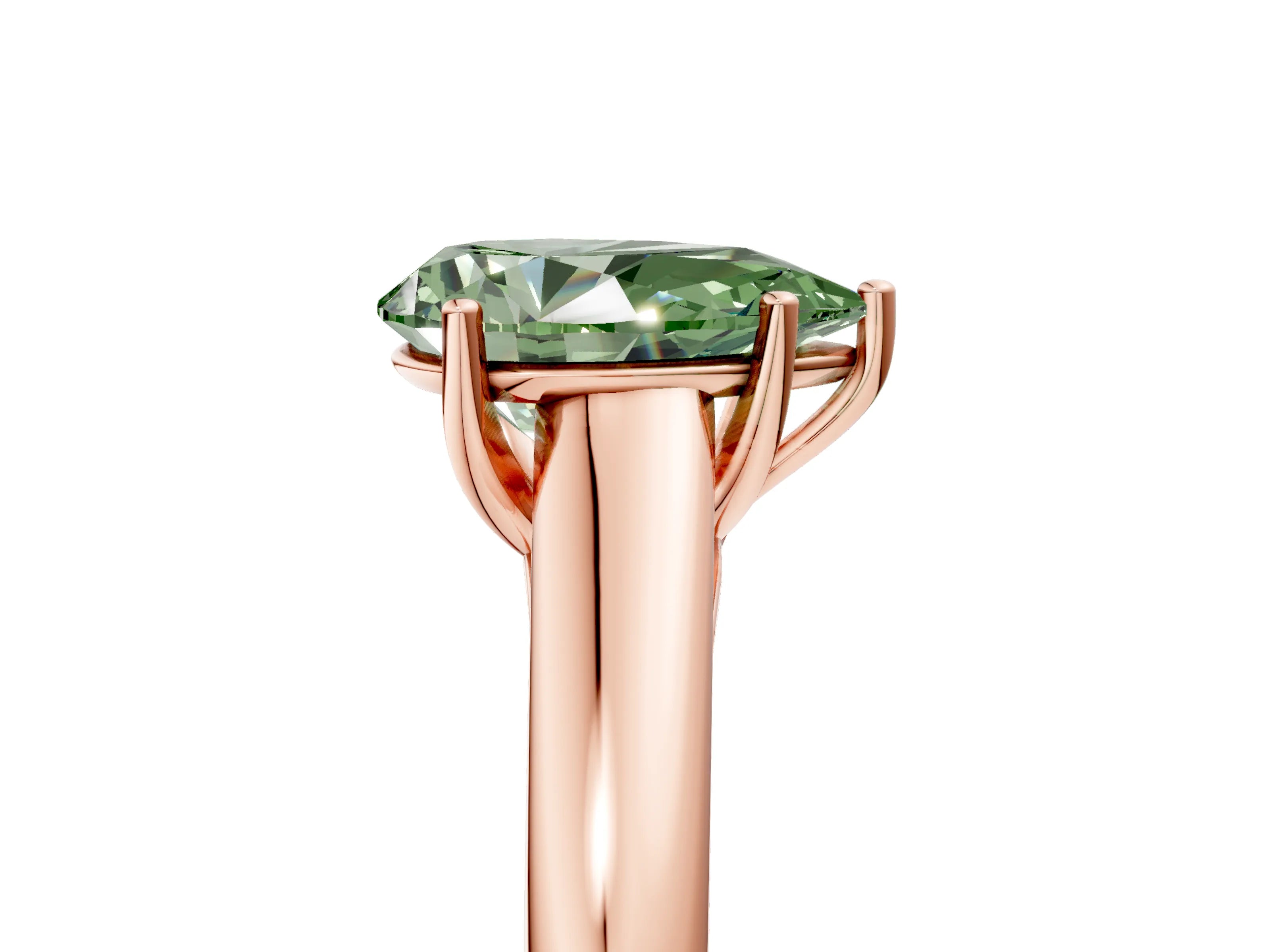 Rose gold Fancy Green Pear Cut Cut Diamond Solitaire Engagement Ring with Tapered Plain Band and Four-Prong Setting_5