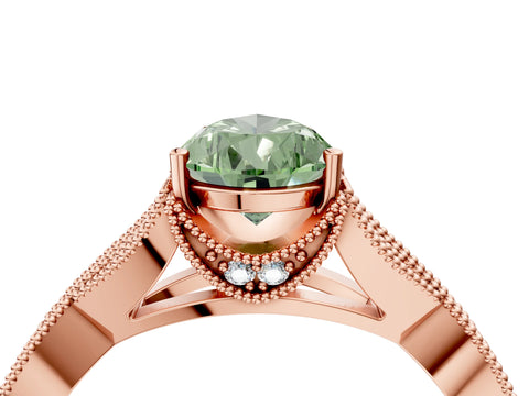 Rose gold Fancy Green Pear Cut Cut Diamond Twisted Band with Milgrain Pave Setting and Four-Prong Setting_4