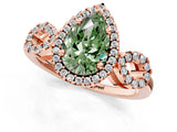 Rose gold Fancy Green Pear Cut Cut Halo Diamond Infinity Band with Four-Prong Setting_1