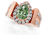 Rose gold Fancy Green Pear Cut Cut Halo Split Shank Prong Set Ring_1