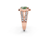 Rose gold Fancy Green Pear Cut Cut Halo Split Shank Prong Set Ring_2
