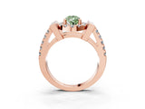 Rose gold Fancy Green Pear Cut Cut Halo Split Shank Prong Set Ring_3
