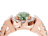 Rose gold Fancy Green Pear Cut Cut Halo Split Shank Prong Set Ring_4