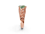 Rose gold Fancy Green Pear Cut Cut Milgrain Pave Diamond Engagement Ring with Four-Prong Setting_5