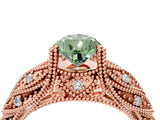 Rose gold Fancy Green Pear Cut Cut Milgrain Pave Diamond Engagement Ring with Four-Prong Setting_7