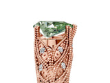 Rose gold Fancy Green Pear Cut Cut Milgrain Pave Diamond Engagement Ring with Four-Prong Setting_8