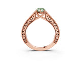Rose gold Fancy Green Pear Cut Cut Pave Band Milgrain Solitaire Ring_3