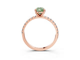 Rose gold Fancy Green Pear Cut Diamond Brilliant Solitaire Ring with Pavé Band and Four-Prong Setting_15