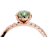 Rose gold Fancy Green Pear Cut Diamond Brilliant Solitaire Ring with Pavé Band and Four-Prong Setting_16