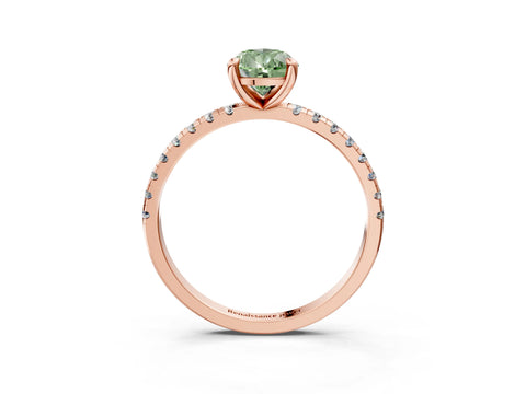 Rose gold Fancy Green Pear Cut Diamond Brilliant Solitaire Ring with Pavé Band and Four-Prong Setting_3