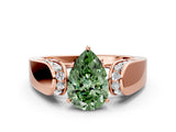 Rose gold Fancy Green Pear Cut Diamond Channel Set Solitaire Ring with Four-Prong Setting_12