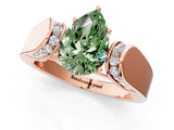 Rose gold Fancy Green Pear Cut Diamond Channel Set Solitaire Ring with Four-Prong Setting_13