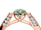 Rose gold Fancy Green Pear Cut Diamond Channel Set Solitaire Ring with Four-Prong Setting_16