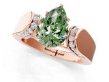 Rose gold Fancy Green Pear Cut Diamond Channel Set Solitaire Ring with Four-Prong Setting_37