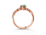 Rose gold Fancy Green Pear Cut Diamond Cluster Pavé Band with Four-Prong Setting_15