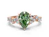 Rose gold Fancy Green Pear Cut Diamond Cluster Pavé Band with Four-Prong Setting_3