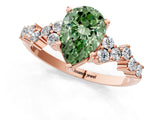 Rose gold Fancy Green Pear Cut Diamond Cluster Pavé Band with Four-Prong Setting_4