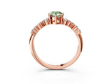 Rose gold Fancy Green Pear Cut Diamond Cluster Pavé Band with Four-Prong Setting_6