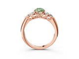 Rose gold Fancy Green Pear  Cut Diamond Cluster Ring with Round Accent Stones and Prong Setting on a Classic Band_55