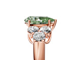 Rose gold Fancy Green Pear  Cut Diamond Cluster Ring with Round Accent Stones and Prong Setting on a Classic Band_57