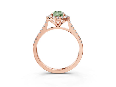 Rose gold Fancy Green Pear Cut Diamond Cushion Halo Ring with Pavé Band_3