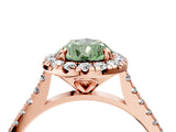 Rose gold Fancy Green Pear Cut Diamond Cushion Halo Ring with Pavé Band_4