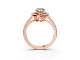Rose gold Fancy Green Pear Cut Diamond Double Halo Ring with Pavé Band and Prong Setting_113