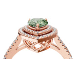 Rose gold Fancy Green Pear Cut Diamond Double Halo Ring with Pavé Band and Prong Setting_114