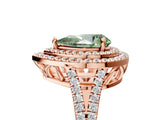 Rose gold Fancy Green Pear Cut Diamond Double Halo Ring with Pavé Band and Prong Setting_115