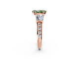 Rose gold Fancy Green Pear Cut Diamond Engagement Ring with Baguette Side Stones and Channel Set Band_22