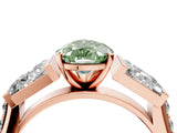 Rose gold Fancy Green Pear Cut Diamond Engagement Ring with Baguette Side Stones and Channel Set Band_24