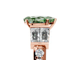 Rose gold Fancy Green Pear Cut Diamond Engagement Ring with Baguette Side Stones and Channel Set Band_25