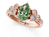 Rose gold Fancy Green Pear  Cut Diamond Engagement Ring with Bezel Set Round Side Stones and Prong Setting_50