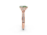Rose gold Fancy Green Pear  Cut Diamond Engagement Ring with Bezel Set Round Side Stones and Prong Setting_51