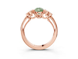 Rose gold Fancy Green Pear  Cut Diamond Engagement Ring with Bezel Set Round Side Stones and Prong Setting_52