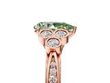 Rose gold Fancy Green Pear  Cut Diamond Engagement Ring with Bezel Set Round Side Stones and Prong Setting_54