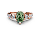 Rose gold Fancy Green Pear  Cut Diamond Engagement Ring with Pavé Band and Four-Prong Setting_3