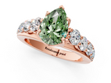 Rose gold Fancy Green Pear  Cut Diamond Engagement Ring with Pavé Band and Four-Prong Setting_4