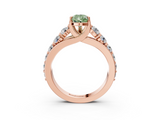 Rose gold Fancy Green Pear  Cut Diamond Engagement Ring with Pavé Band and Four-Prong Setting_6
