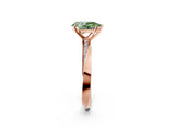 Rose gold Fancy Green Pear Cut Diamond Engagement Ring with Side Stone Accents and Four-Prong Setting_14