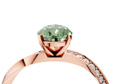 Rose gold Fancy Green Pear Cut Diamond Engagement Ring with Side Stone Accents and Four-Prong Setting_16