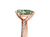 Rose gold Fancy Green Pear Cut Diamond Engagement Ring with Side Stone Accents and Four-Prong Setting_17