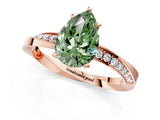 Rose gold Fancy Green Pear Cut Diamond Engagement Ring with Side Stone Accents and Four-Prong Setting_61