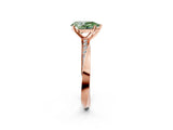 Rose gold Fancy Green Pear Cut Diamond Engagement Ring with Side Stone Accents and Four-Prong Setting_62