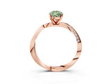 Rose gold Fancy Green Pear Cut Diamond Engagement Ring with Side Stone Accents and Four-Prong Setting_63