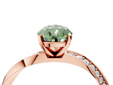 Rose gold Fancy Green Pear Cut Diamond Engagement Ring with Side Stone Accents and Four-Prong Setting_64