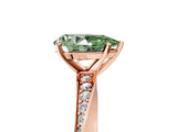 Rose gold Fancy Green Pear Cut Diamond Engagement Ring with Side Stone Accents and Four-Prong Setting_65