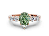 Rose gold Fancy Green Pear  Cut Diamond Five-Stone Prong Set White Gold Ring_32